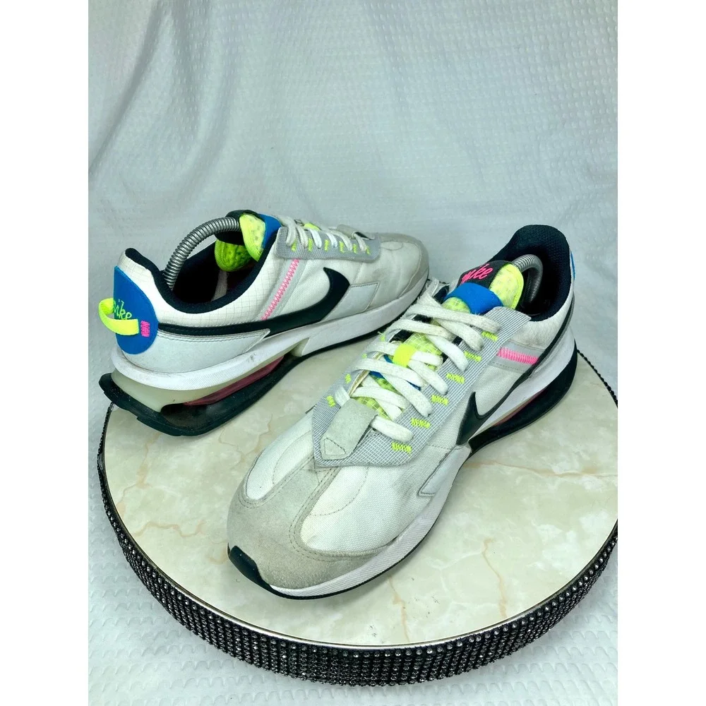 Nike Air Max Pre-Day Running Shoes Mens 10 White Platinum Volt Sporty Sneakers